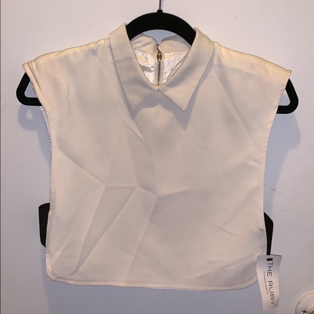 New White Collared Crop Top